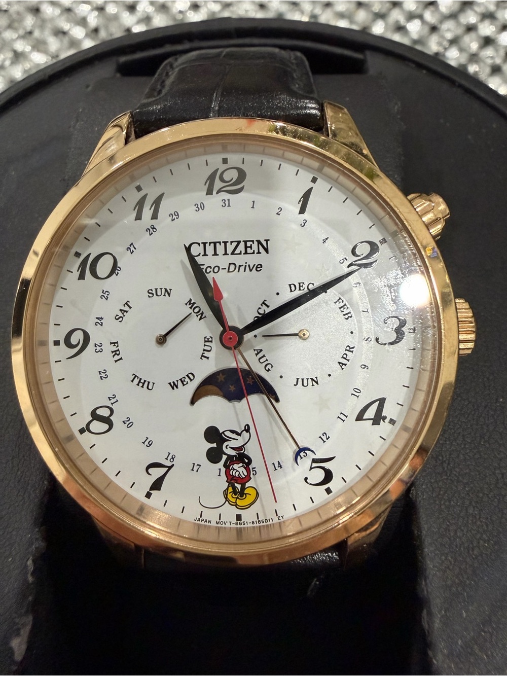 Citizen Men's Gold-Tone Case Watch with White Dial and Black Strap